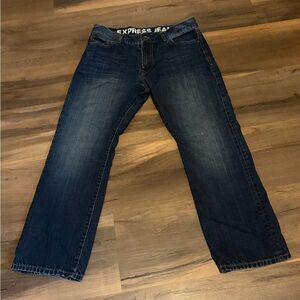Mens Express Dark Blue Relaxed Jeans Size 34W x 30L